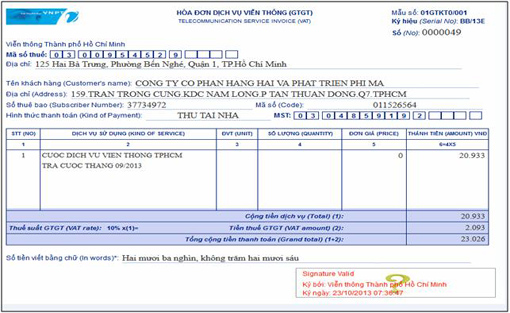 VinaPhone triển khai hóa đơn điện tử cho TBTS ảnh 1