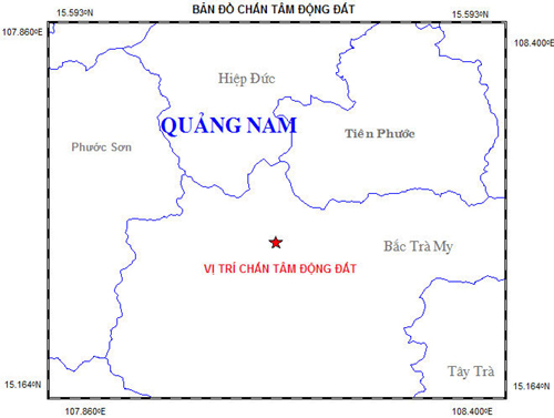 Động đất 2,6 độ richter tại Bắc Trà My, Quảng Nam ảnh 1