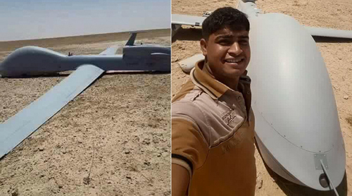 Dân Iraq selfie bên xác máy bay không người lái Mỹ ảnh 1