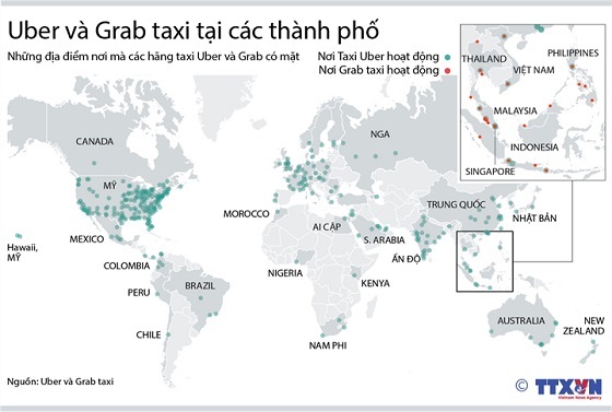 Taxi Uber và Grab tại các thành phố ảnh 1