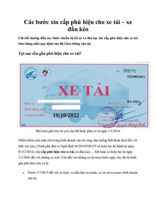 Lo quá tải đăng ký phù hiệu cho xe tải ảnh 1
