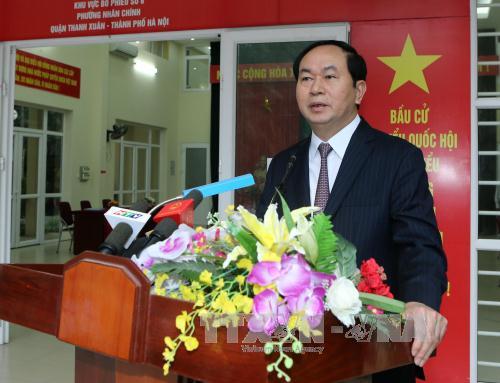 Chủ tịch nước bỏ phiếu bầu cử tại quận Thanh Xuân, Hà Nội ảnh 4
