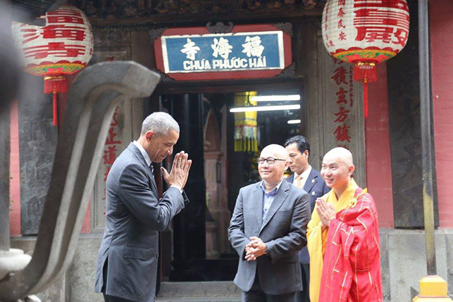 Hình ảnh Tổng thống Mỹ tới thăm Chùa Phước Hải ảnh 2