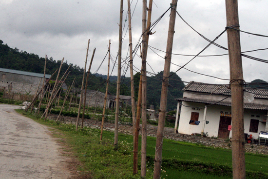 Thôn đặc biệt khó khăn dùng cọc tre kéo điện ảnh 1