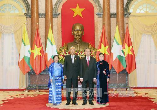  Chủ tịch nước chiêu đãi trọng thể Tổng thống Myanmar và Phu nhân ảnh 1