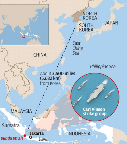 Giữa căng thẳng trên Bán đảo Triều Tiên, thế giới bất ngờ với vị trí của tàu USS Carl Vinson ảnh 1