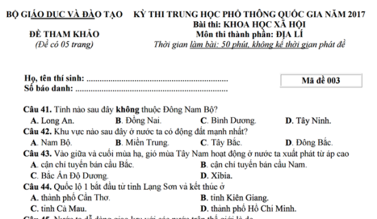 Phản hồi về thông tin đề tham khảo môn địa lý có sai sót ảnh 1