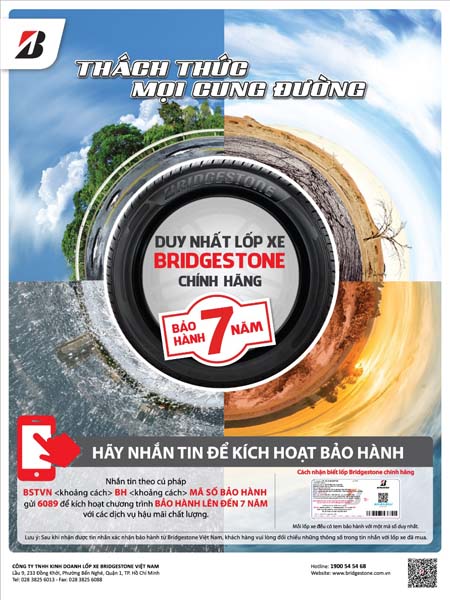 Bridgestone Việt Nam khuyến cáo chủ xe lựa chọn lốp xe chính hãng 