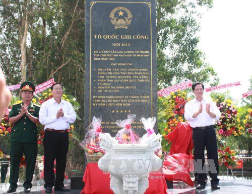 Dựng bia di tích Sở Chỉ huy các LLVT của Tỉnh đội Rạch Giá