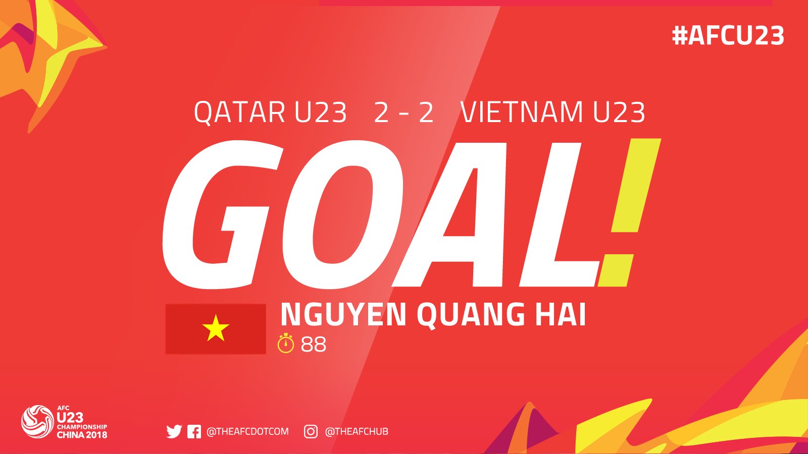 Lại là Quang Hải ghi bàn cho U23 Việt Nam.