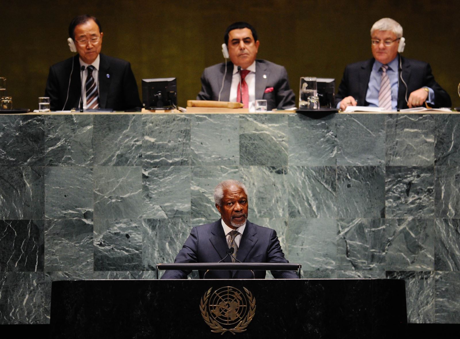 Ông Kofi Annan phát biểu tại trụ sở LHQ tại New York ngày 7/6/2012 khi là đặc phái viên chung LHQ-Liên đoàn Arab về Syria. Ảnh: THX/TTXVN