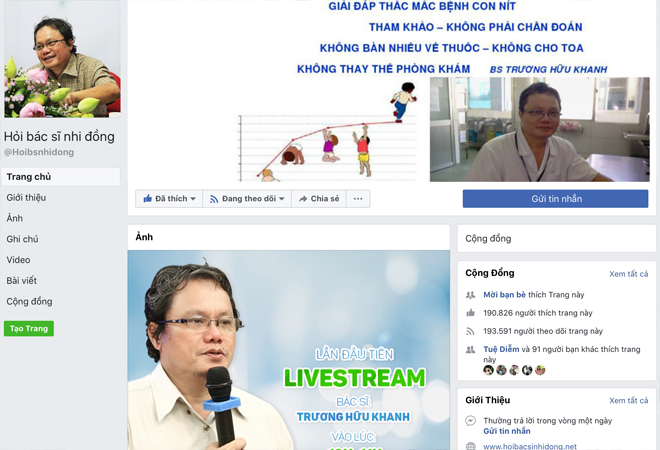 Trang fanpage của ông đến nay đã có hơn 190.000 lượt theo dõi.