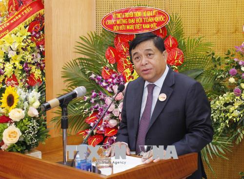 Tân Chủ tịch Hội Hữu nghị Việt Nam - Đức, ông Nguyễn Chí Dũng phát biểu. Ảnh: Văn Điệp/TTXVN